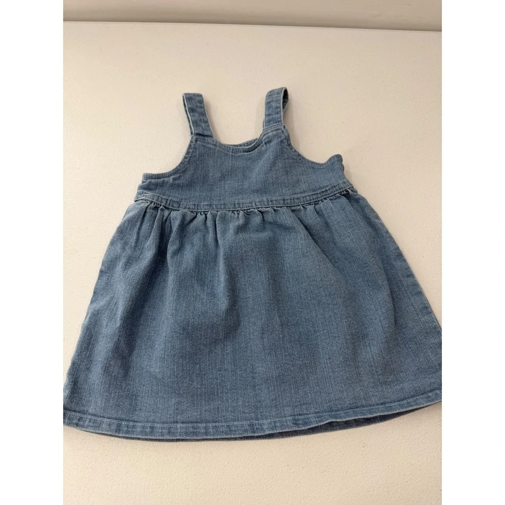 Disney Baby Minnie Mouse Denim Jumper Dress 18M Blue Cotton Blend Pinafore 1019